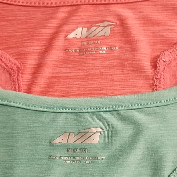 2 Avia Pink and Green Fitted Short Sleeve Work out Athleisure Tee Shirts - Picture 7 of 16
